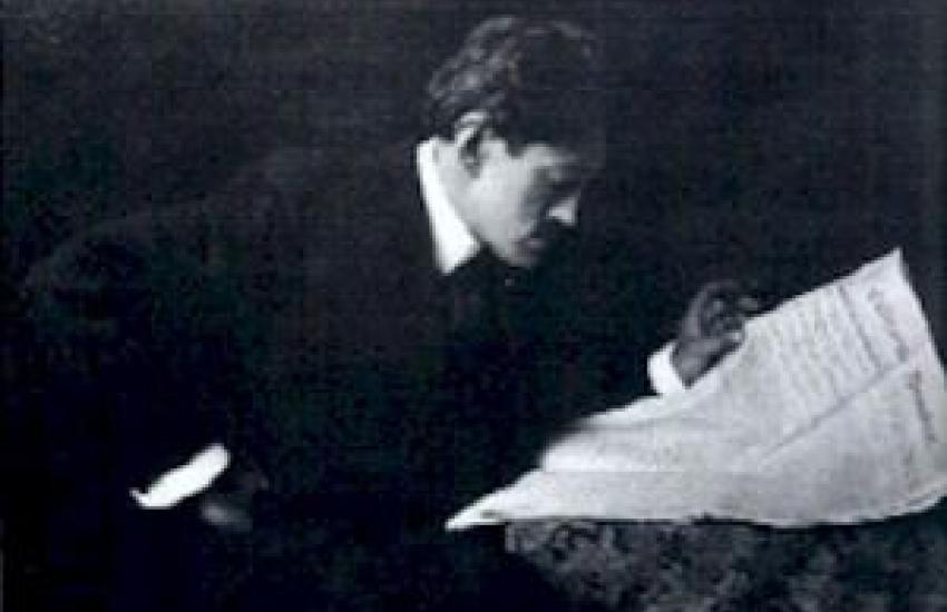Sadakichi Hartmann Reading the California Democrat, c. 1910
